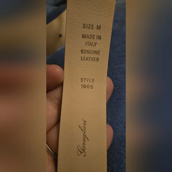 Garugieri Beige Crocodile Pattern Leather Belt - Picture 3 of 7